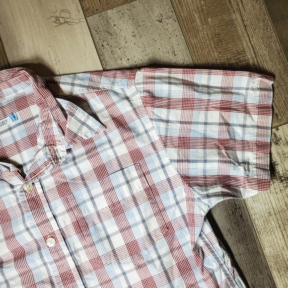 Old Navy Boys Button Down Shirt Size Large White Blue Burgundy Gray Plaid EUC - Picture 13 of 14